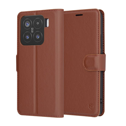 Deksel for Xiaomi 15, Techsuit, Leather Folio, Brun