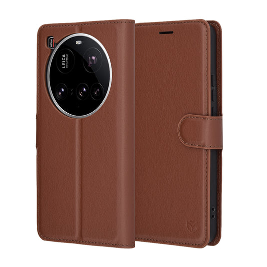 Deksel for Xiaomi 15 Ultra, Techsuit, Leather Folio, Brun