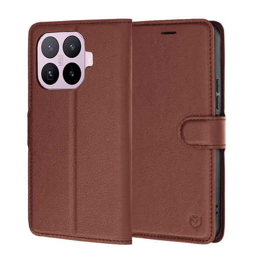 Deksel for Xiaomi 17T, Techsuit, Leather Folio, Brun