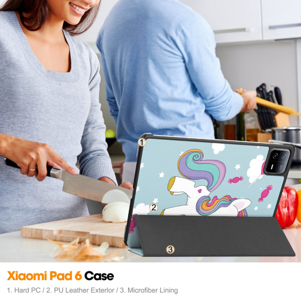 Deksel for Xiaomi Pad 6 / 6 Pro, Techsuit, FoldPro Unicorn, Flerfarget