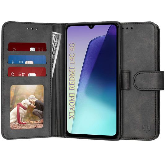Deksel for Xiaomi Poco C75 / Redmi 14C, Techsuit, Diary Book, Svart