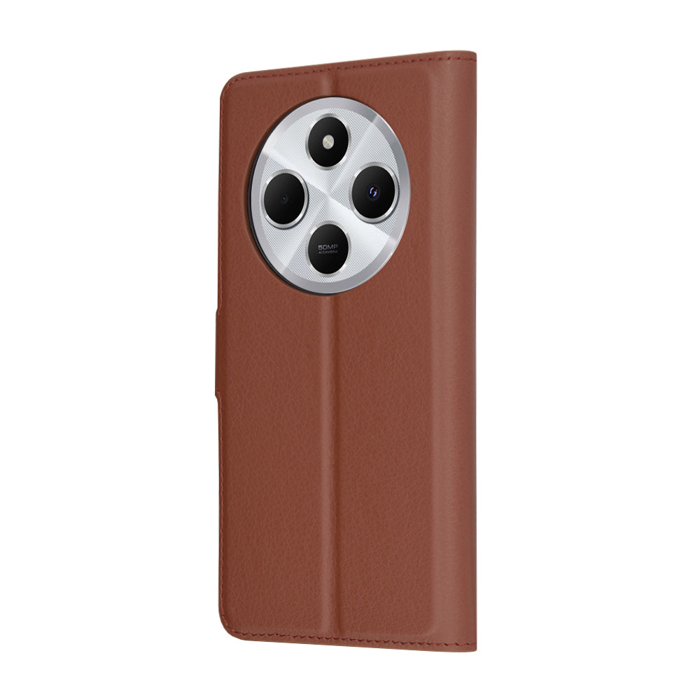 Deksel for Xiaomi Poco C75 / Redmi 14C, Techsuit, Leather Folio, Brun