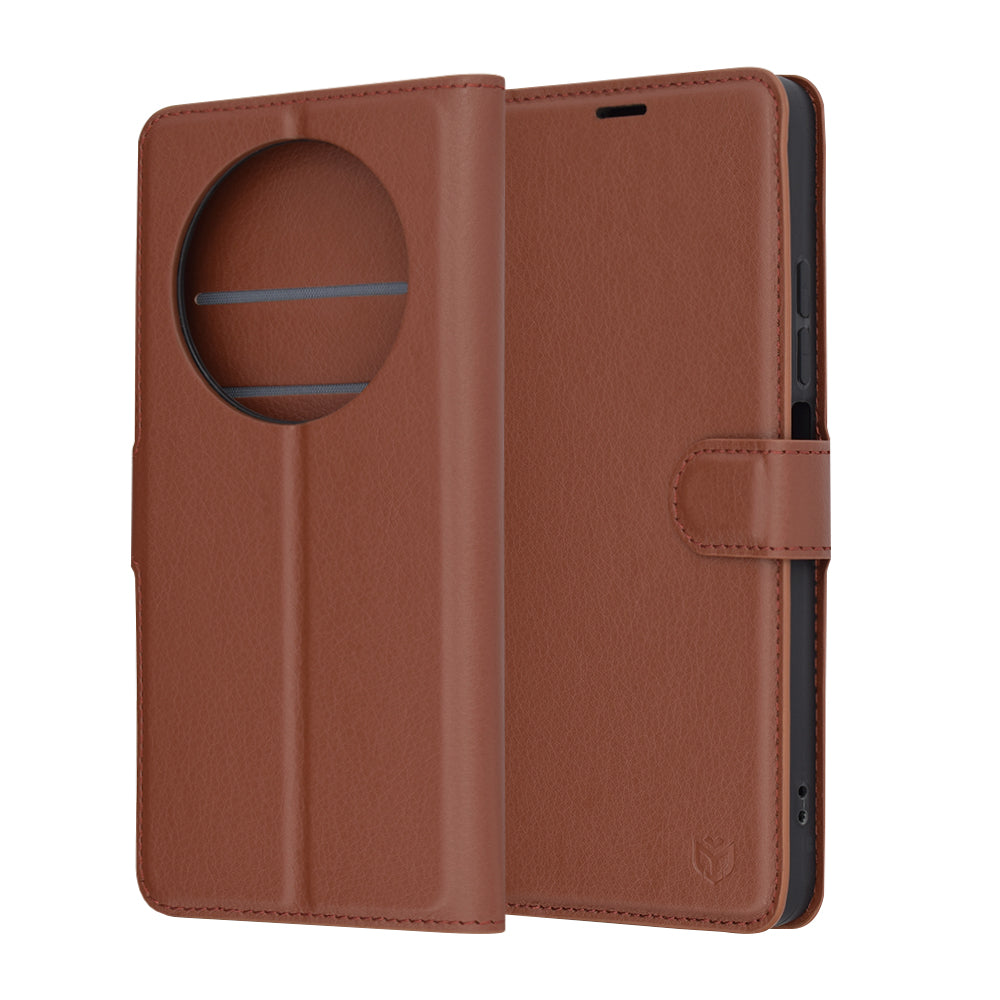 Deksel for Xiaomi Poco C75 / Redmi 14C, Techsuit, Leather Folio, Brun