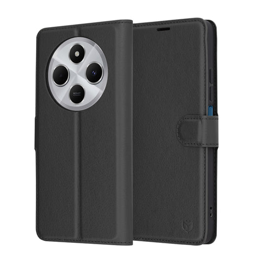 Deksel for Xiaomi Poco C75 / Redmi 14C, Techsuit, Leather Folio, Svart