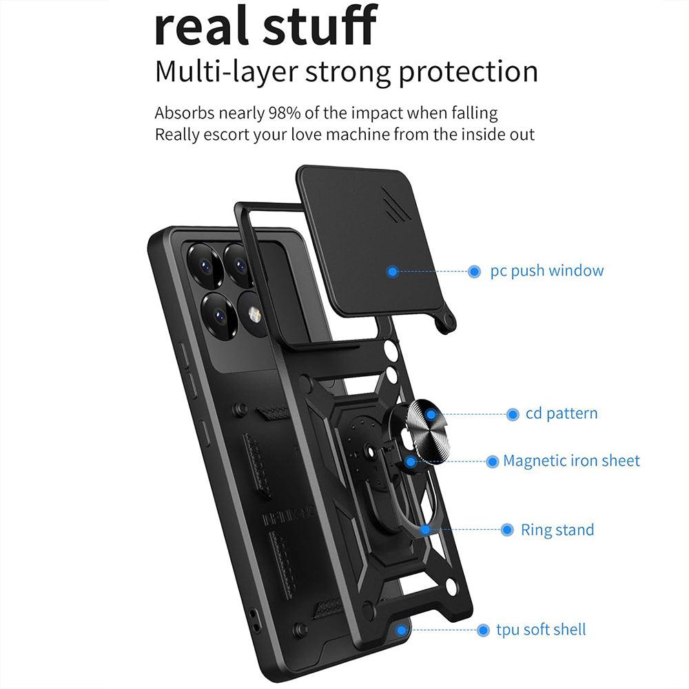Deksel til Xiaomi Poco F6 Pro, Techsuit, CamShield, Blå