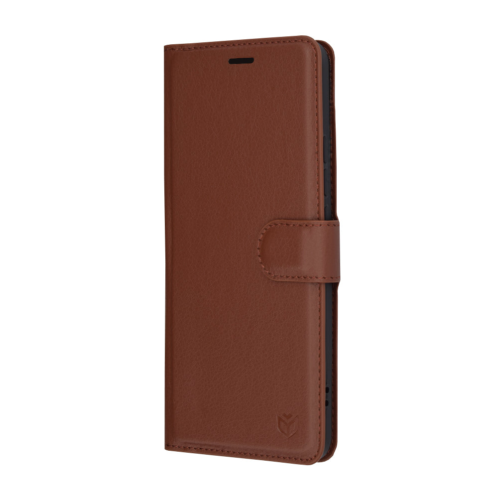 Deksel for Xiaomi Poco F6 Pro, Techsuit, Leather Folio, Brun