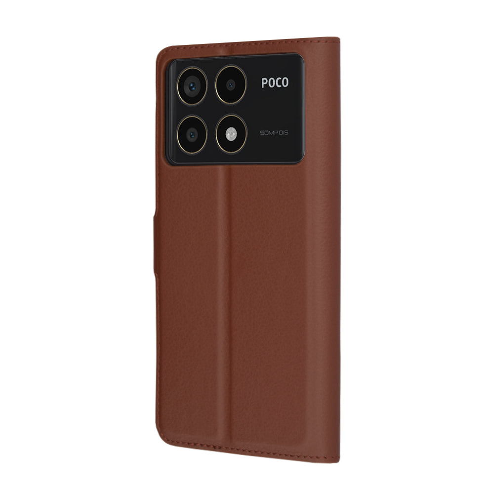 Deksel for Xiaomi Poco F6 Pro, Techsuit, Leather Folio, Brun