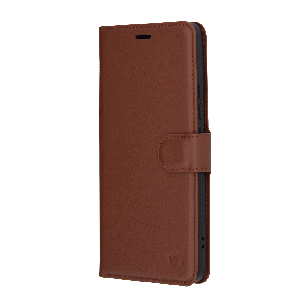 Deksel for Xiaomi Poco F6, Techsuit, Leather Folio, Brun