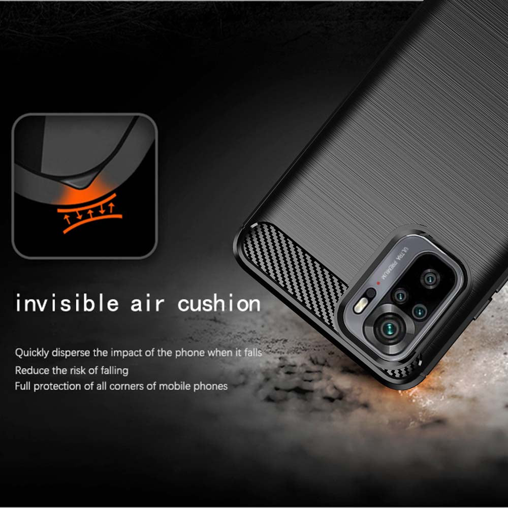 Deksel til Xiaomi Poco M5s / Redmi Note 10S / Note 10, Techsuit, Karbon, Svart
