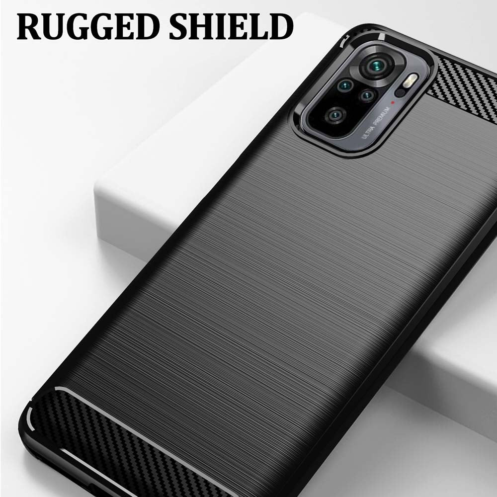 Deksel til Xiaomi Poco M5s / Redmi Note 10S / Note 10, Techsuit, Karbon, Svart