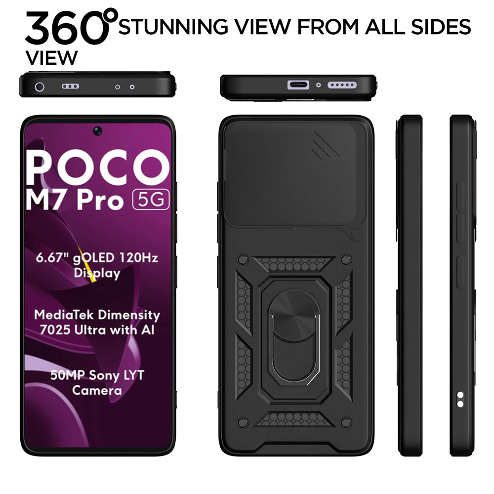 Deksel til Xiaomi Poco M7 Pro 5G, Techsuit, CamShield, Svart