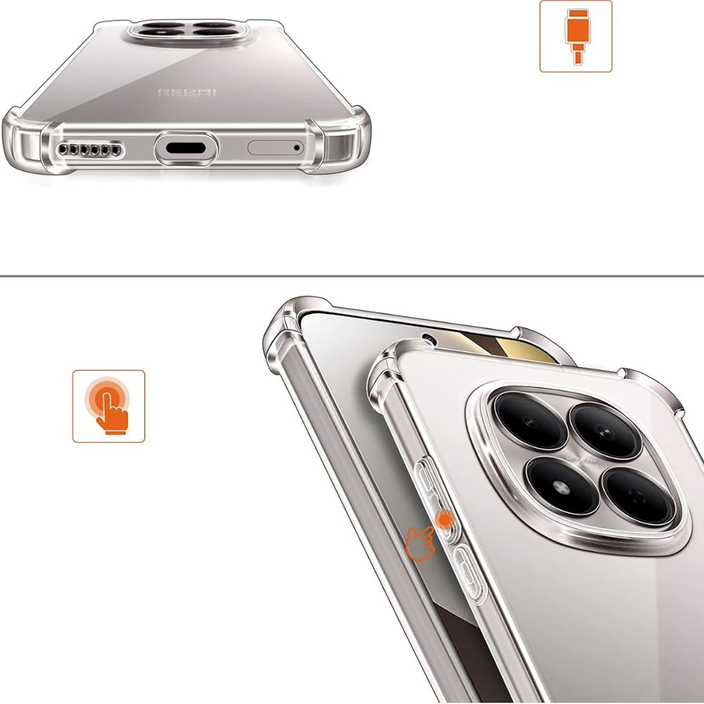 Deksel for Xiaomi Poco M8 / Redmi Note 15 5G / Note 15 4G, Techsuit, Støtsikker Klar, Gjennomsiktig