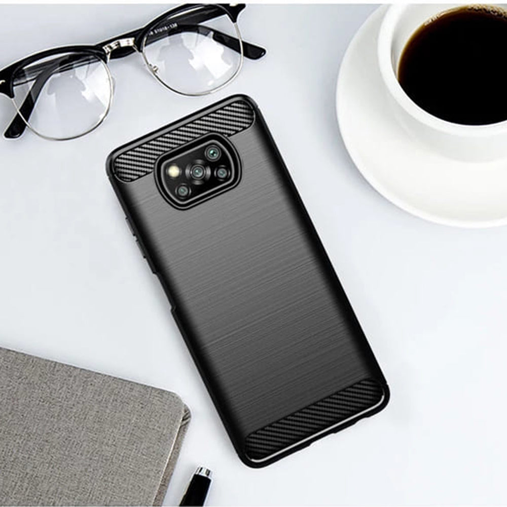 Deksel til Xiaomi Poco X3 Pro / X3 NFC / X3, Techsuit, Karbon, Svart