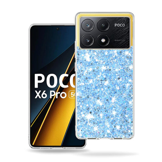 Deksel til Xiaomi Poco X6 Pro, Techsuit, Glitrende Glitter, Blå