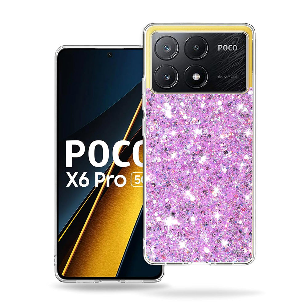 Deksel til Xiaomi Poco X6 Pro, Techsuit, Glitrende Glitter, Magenta