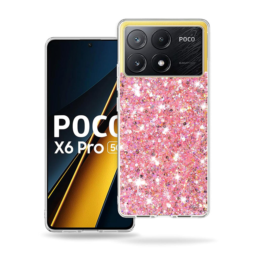 Deksel til Xiaomi Poco X6 Pro, Techsuit, Glitrende Glitter, Rosa