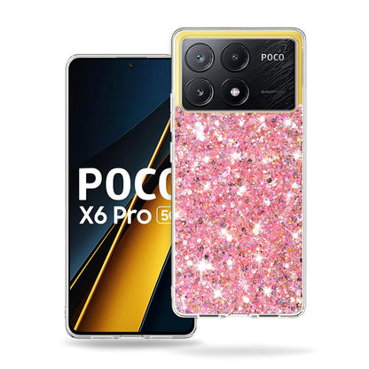 Deksel til Xiaomi Poco X6 Pro, Techsuit, Glitrende Glitter, Rosa