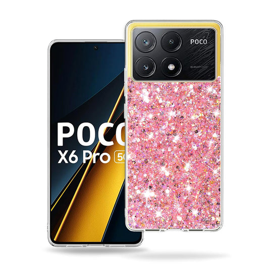 Deksel til Xiaomi Poco X6 Pro, Techsuit, Glitrende Glitter, Rosa
