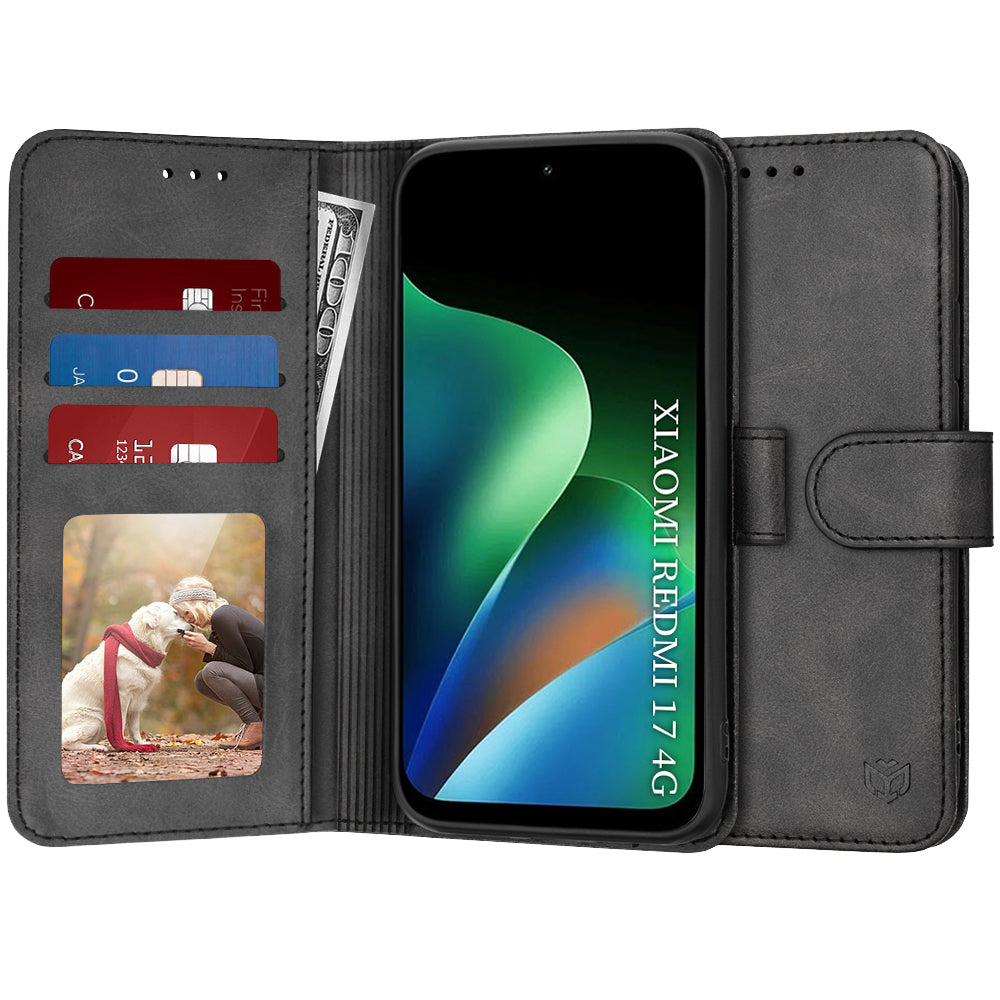 Deksel for Xiaomi Redmi 17 5G / 17 4G, Techsuit, Diary Book, Svart