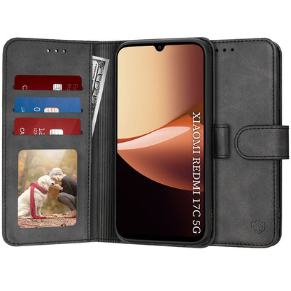 Deksel for Xiaomi Redmi 17C 5G, Techsuit, Diary Book, Svart