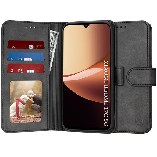 Deksel for Xiaomi Redmi 17C 5G, Techsuit, Diary Book, Svart