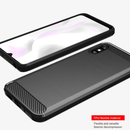 Deksel for Xiaomi Redmi 9AT / 9A, Techsuit, Karbon, Svart