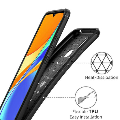 Deksel til Xiaomi Redmi 9C NFC / 9C, Techsuit, Karbon, Svart