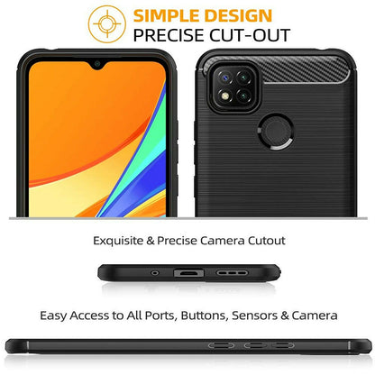 Deksel til Xiaomi Redmi 9C NFC / 9C, Techsuit, Karbon, Svart