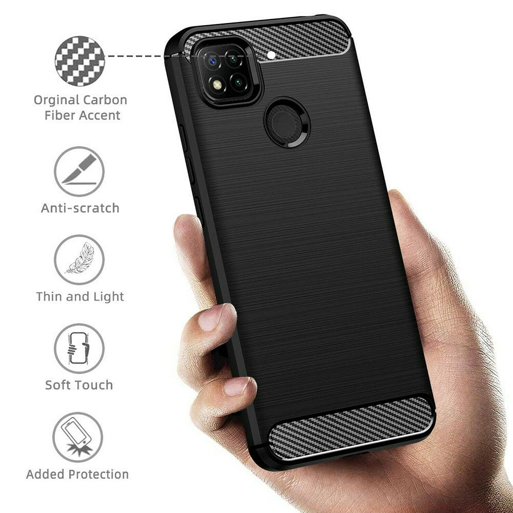 Deksel til Xiaomi Redmi 9C NFC / 9C, Techsuit, Karbon, Svart