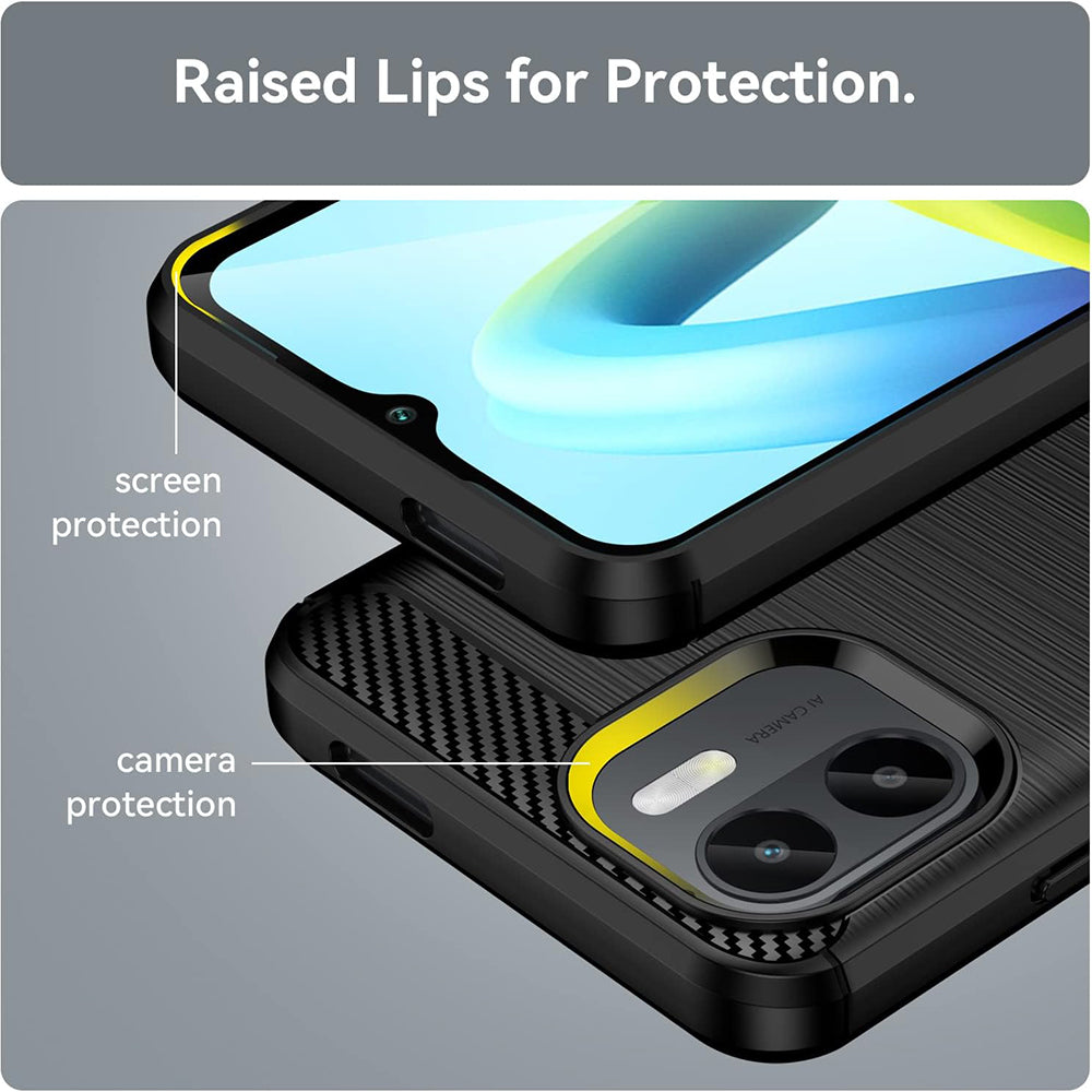 Deksel for Xiaomi Redmi A2 / A1, Techsuit, Karbon, Svart