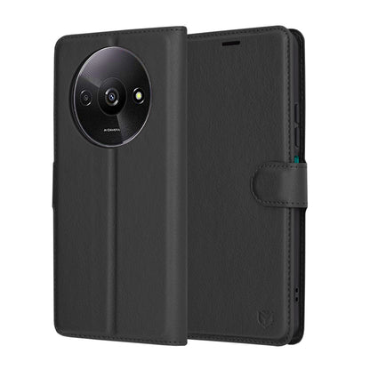 Deksel for Xiaomi Redmi A3x / A3, Techsuit, Leather Folio, Svart