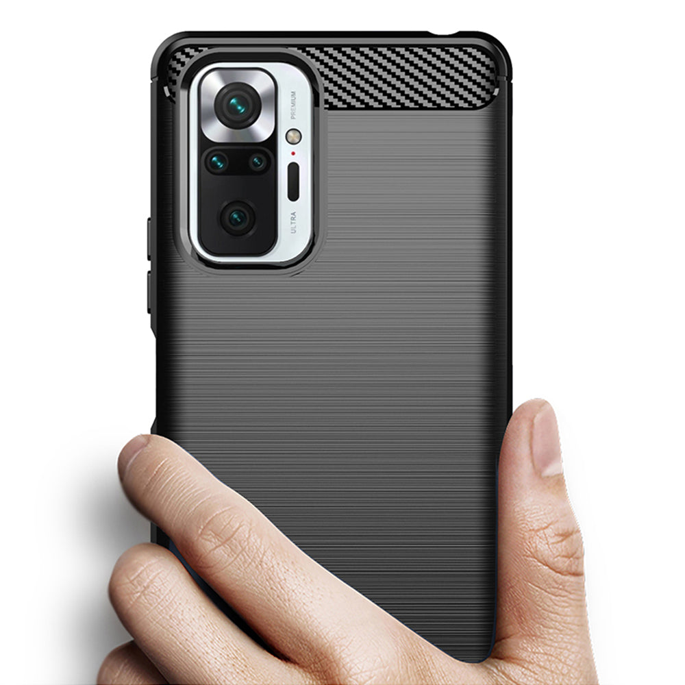 Deksel for Xiaomi Redmi Note 10 Pro Max / Note 10 Pro, Techsuit, Karbon, Svart