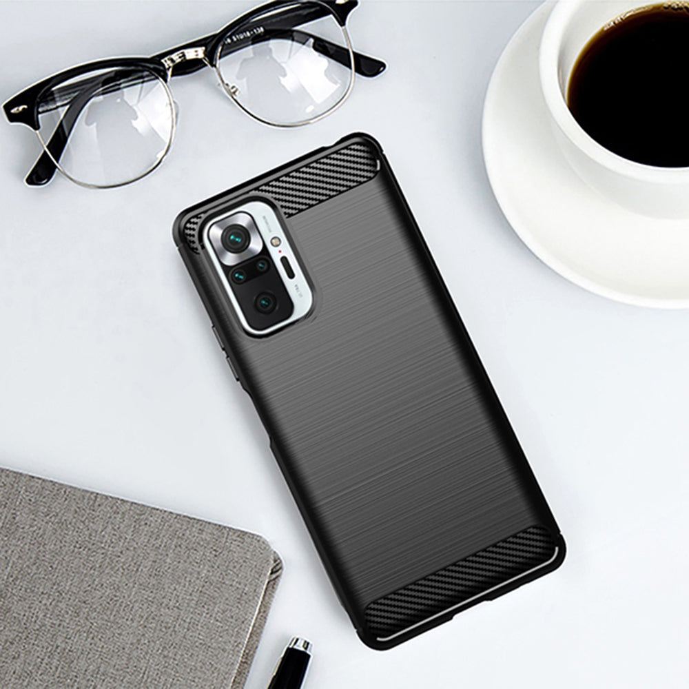 Deksel for Xiaomi Redmi Note 10 Pro Max / Note 10 Pro, Techsuit, Karbon, Svart