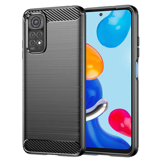 Deksel for Xiaomi Redmi Note 11S / Note 11, Techsuit, Karbon, Svart