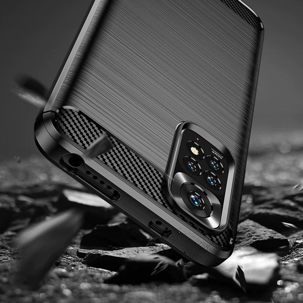 Deksel for Xiaomi Redmi Note 11S / Note 11, Techsuit, Karbon, Svart