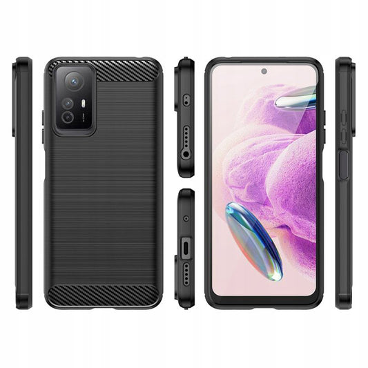 Deksel til Xiaomi Redmi Note 12S, Techsuit, Karbon, Svart