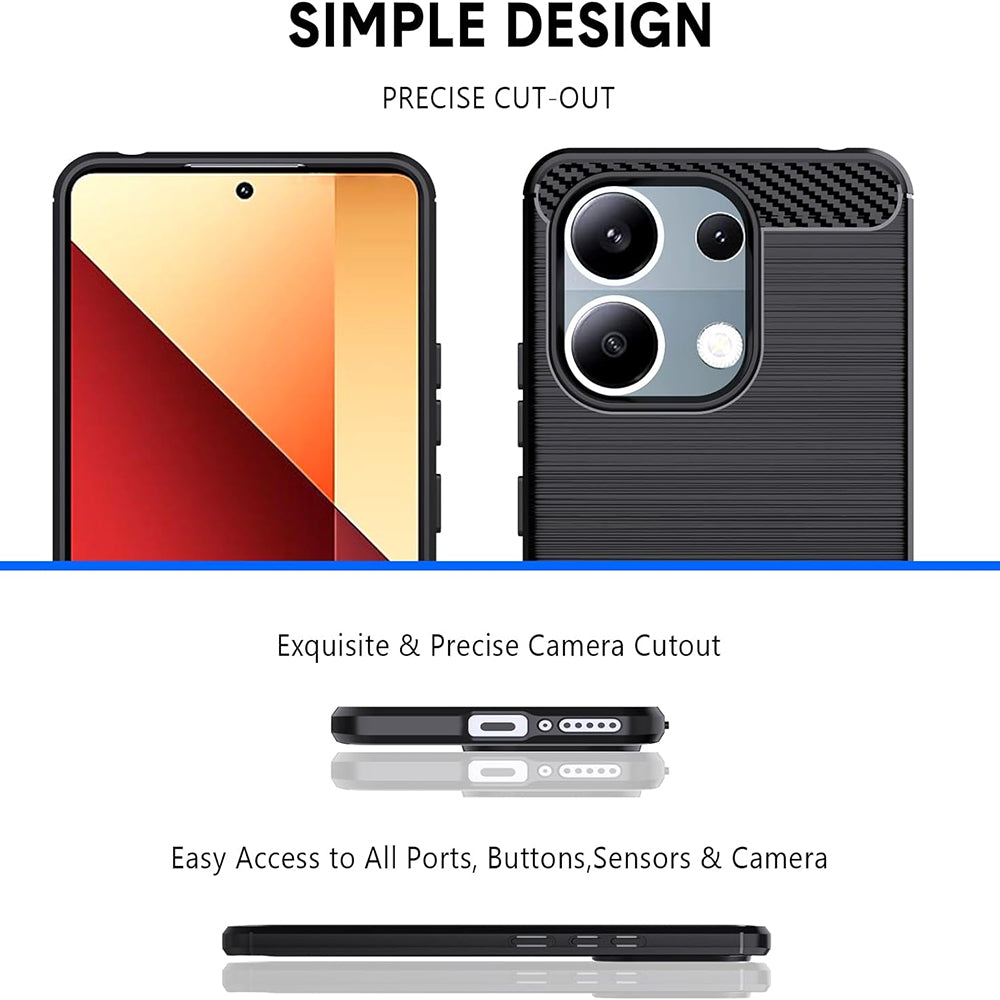 Deksel til Xiaomi Redmi Note 13 Pro 4G / Poco M6 Pro 4G, Techsuit, Karbon, Svart