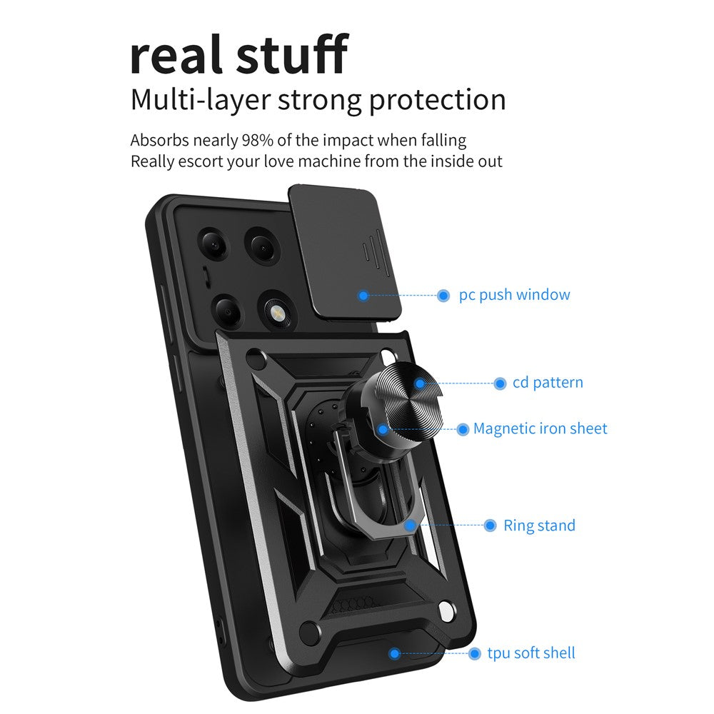 Deksel til Xiaomi Redmi Note 13 Pro 4G / Poco M6 Pro 4G, Techsuit, CamShield, Svart