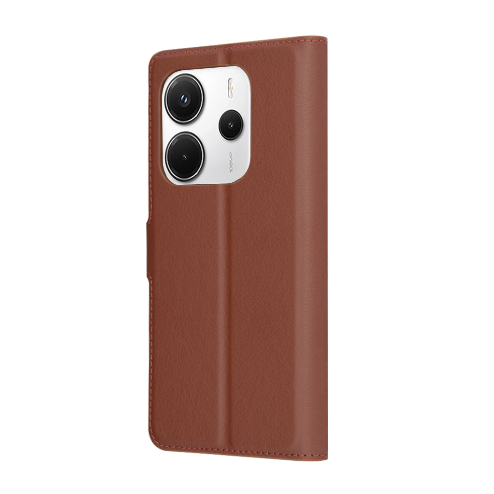 Deksel for Xiaomi Redmi Note 14 4G (Regional), Techsuit, Lær Folio, Brun