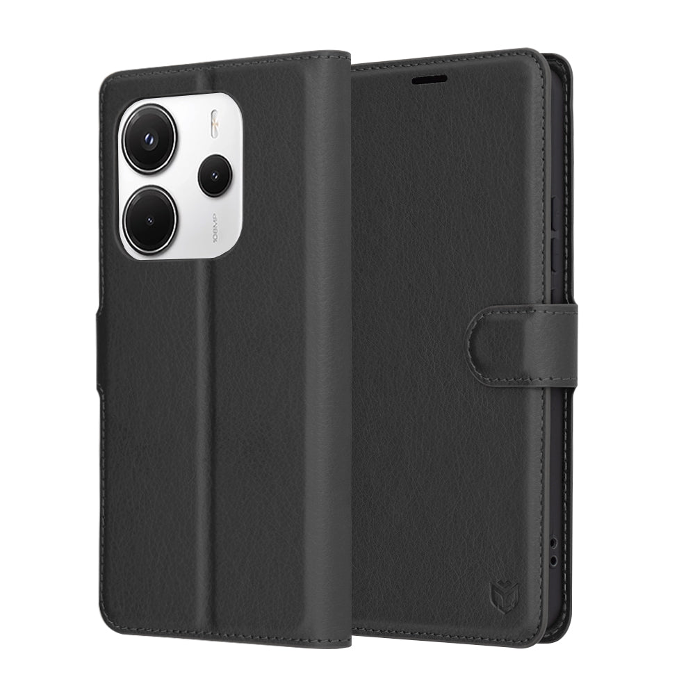 Deksel for Xiaomi Redmi Note 14 4G (Regional), Techsuit, Lær Folio, Svart