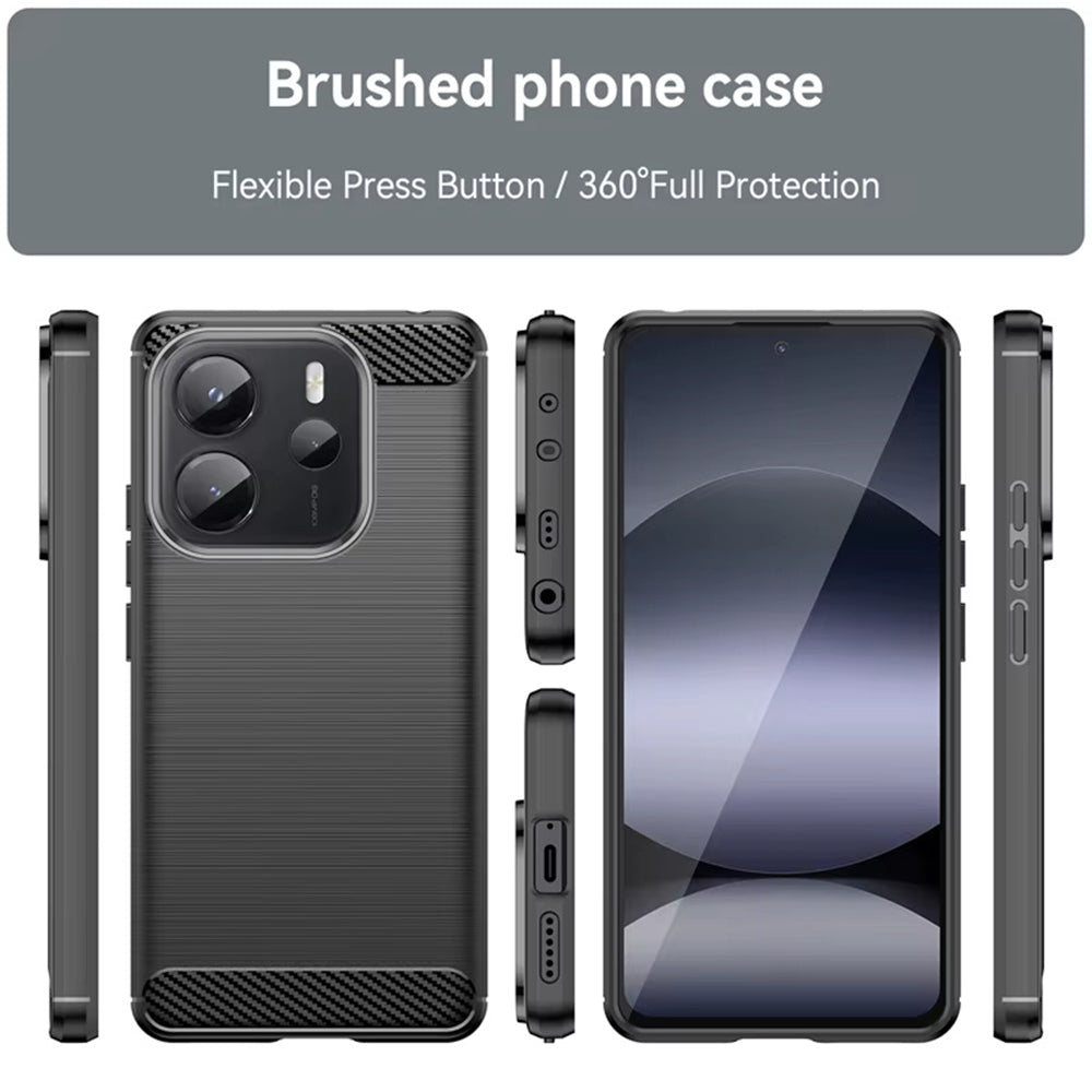 Deksel for Xiaomi Redmi Note 14 4G (Standard), Techsuit, Karbon, Svart