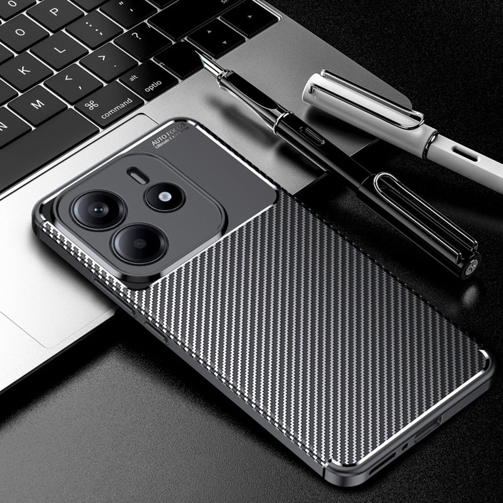 Deksel til Xiaomi Redmi Note 14 5G, Techsuit, Karbonfiber, Svart