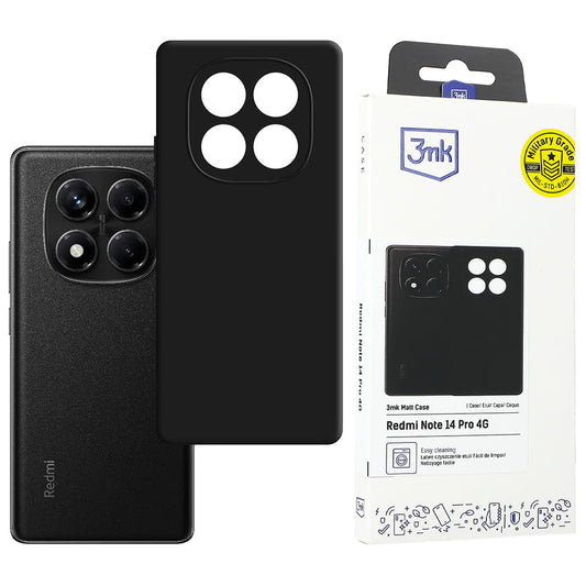 Deksel for Xiaomi Redmi Note 14 Pro 4G, 3MK, Matt svart