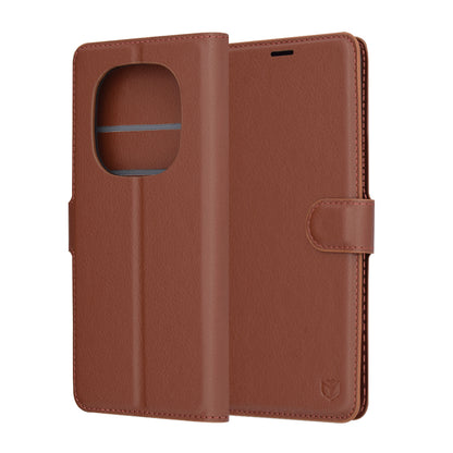Deksel for Xiaomi Redmi Note 14 Pro 4G, Techsuit, Leather Folio, Brun
