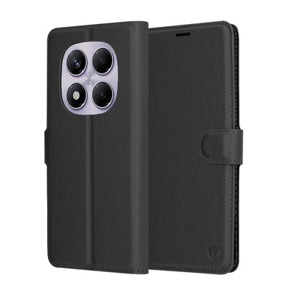 Deksel for Xiaomi Redmi Note 14 Pro 4G, Techsuit, Leather Folio, Svart