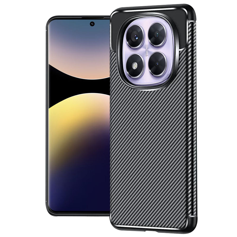 Deksel for Xiaomi Redmi Note 14 Pro+ 5G / Note 14 Pro 5G / Poco X7, Techsuit, Karbonfiber, Svart