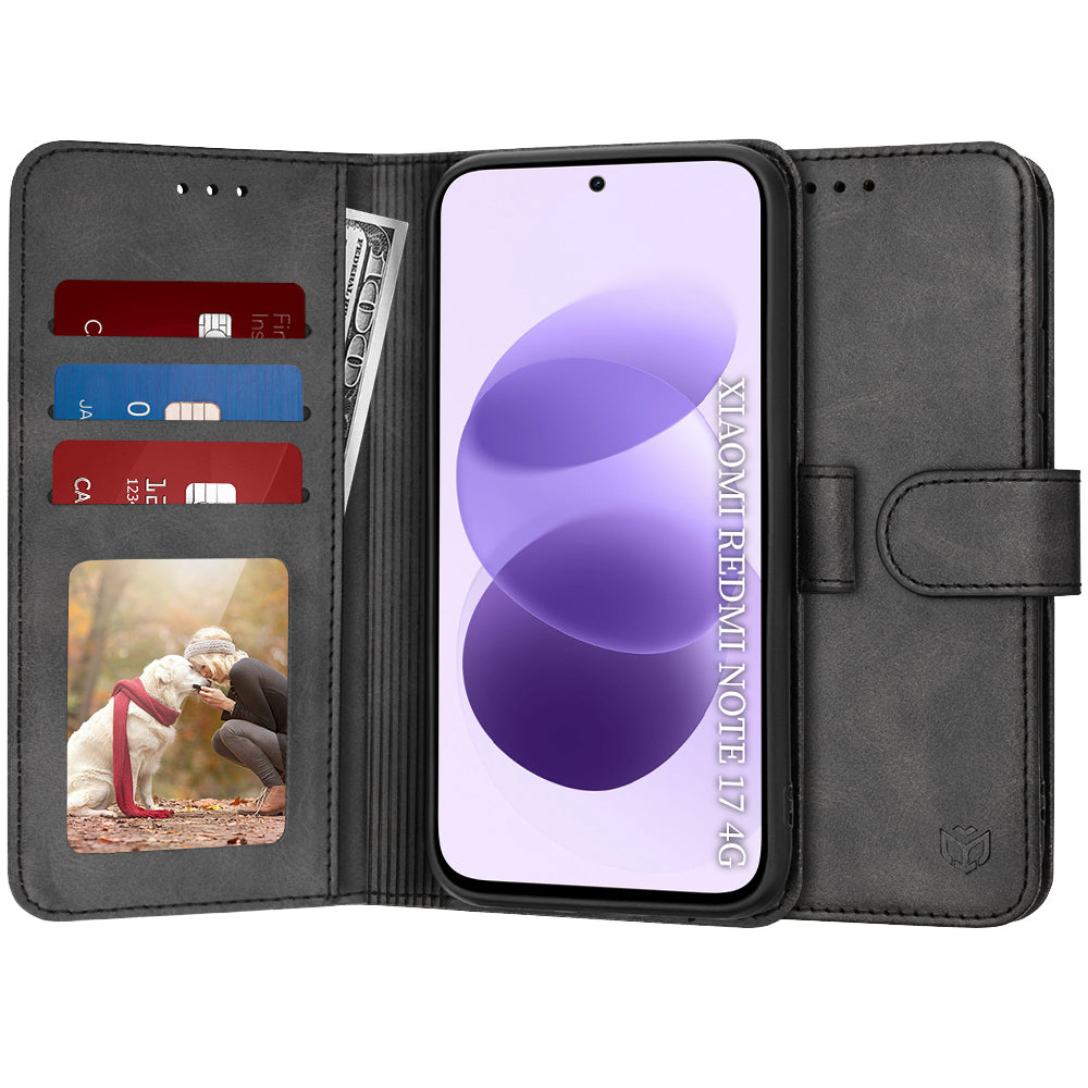 Deksel til Xiaomi Redmi Note 17 4G / Note 17 5G, Techsuit, Diary Book, svart