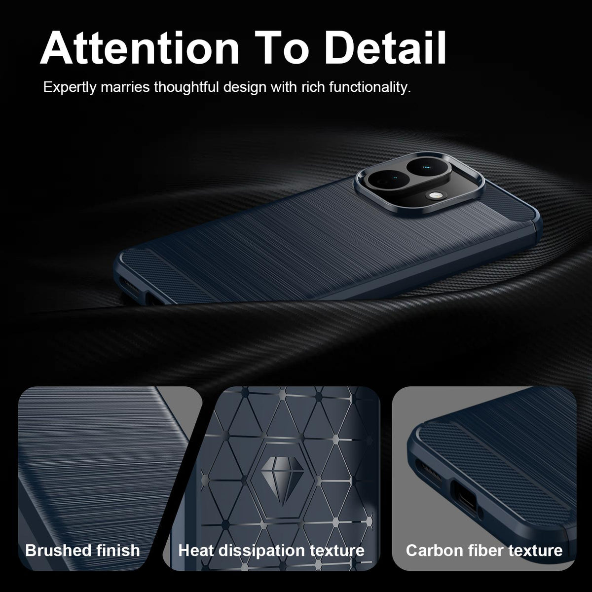 Deksel til Xiaomi Redmi Note 17 Pro, Techsuit, Carbon, blå