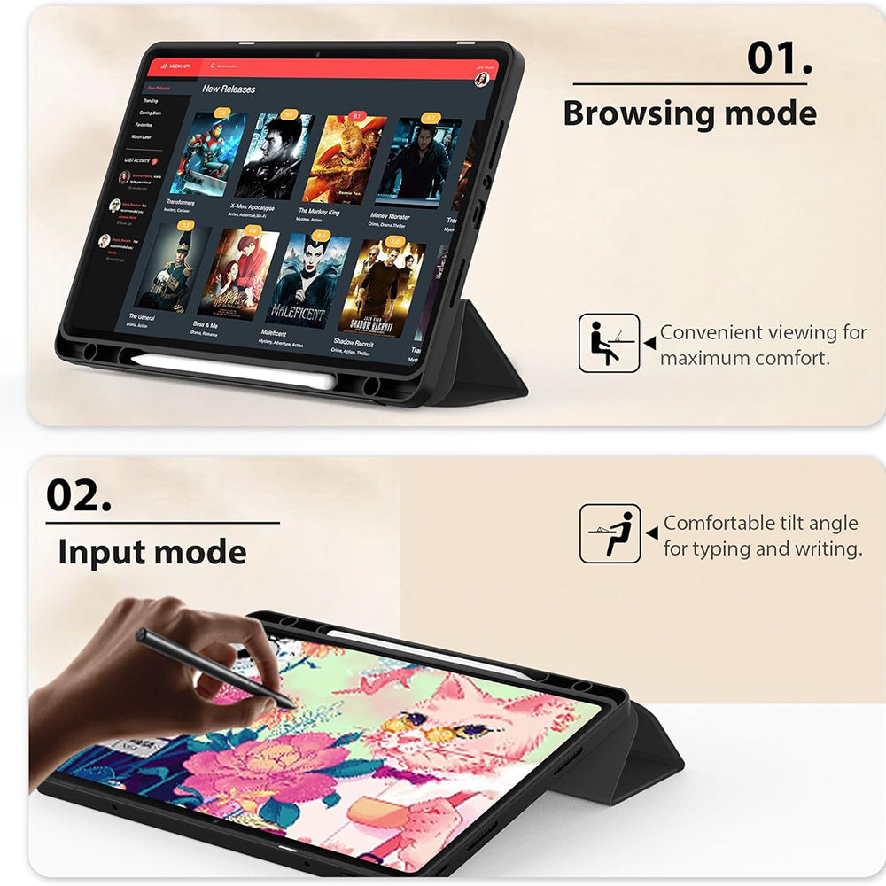 Deksel til Xiaomi Redmi Pad SE 8.7, Techsuit, Flex Trifold, Svart