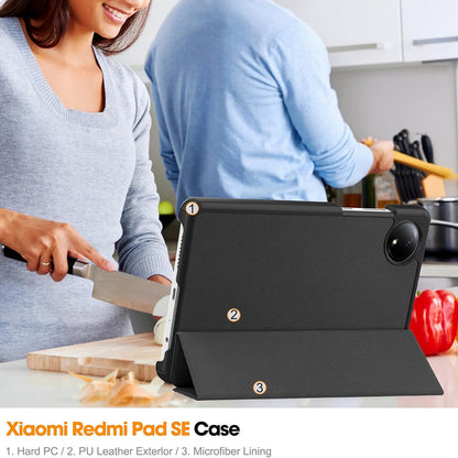 Deksel til Xiaomi Redmi Pad SE 8.7, Techsuit, FoldPro, Svart